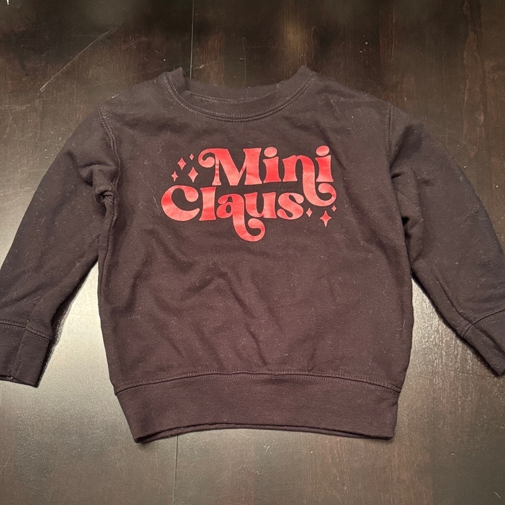 Rabbit Skins Kids Sweatshirt - Black with Red 'Mini Claus' Design
